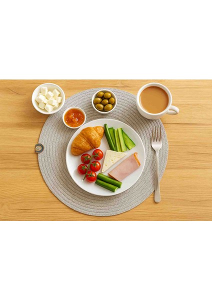 Yuvarlak Jüt Amerikan Servis Altlığı 28 cm Gri Masa Dekoratif Yemek Sunum Matı 4 Adet modelleri