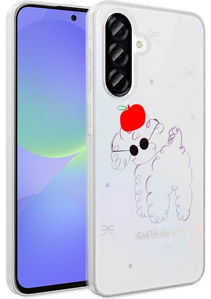 Galaxy A36 Kılıf Şeffaf Figürlü Zore Folk Sert Kapak - Sevimli Köpek