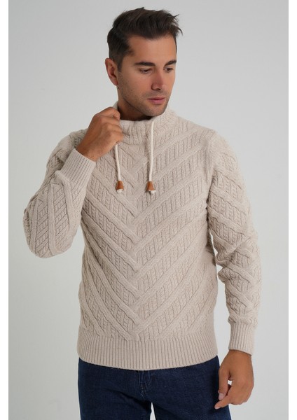 Erkek Ağaç Desenli Boru Yaka Yün Kazak TRIST-5349 modelleri