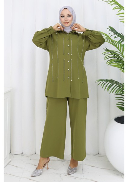 Taş Detaylı Takım Haki 19266