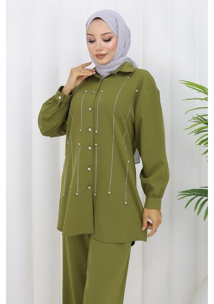 Taş Detaylı Takım Haki 19266 fiyatları