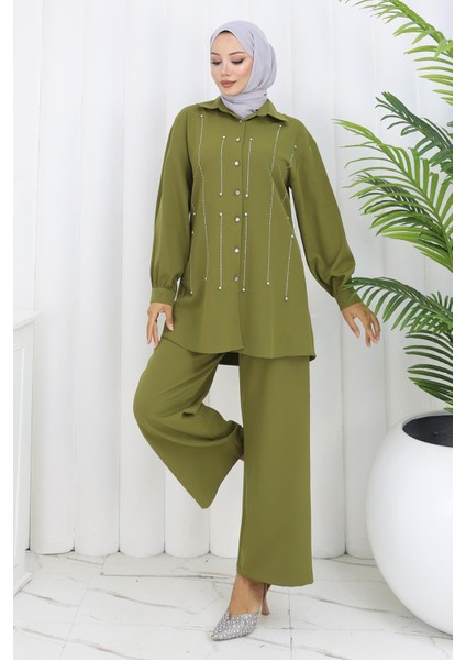 Taş Detaylı Takım Haki 19266 modelleri