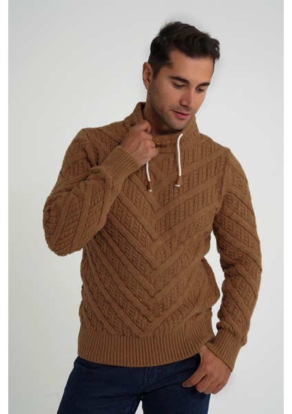 Erkek Ağaç Desenli Boru Yaka Yün Kazak TRIST-5349 modelleri