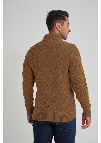 Erkek Ağaç Desenli Boru Yaka Yün Kazak TRIST-5349 indirimleri