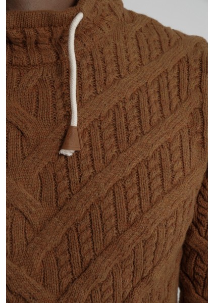 Erkek Ağaç Desenli Boru Yaka Yün Kazak TRIST-5349