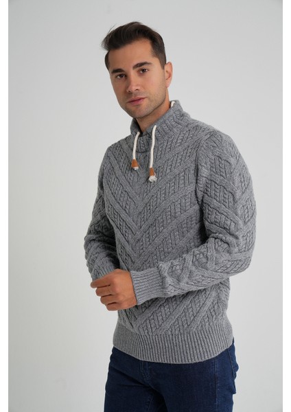 Erkek Ağaç Desenli Boru Yaka Yün Kazak TRIST-5349 fiyatları