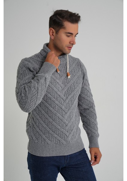 Erkek Ağaç Desenli Boru Yaka Yün Kazak TRIST-5349 modelleri