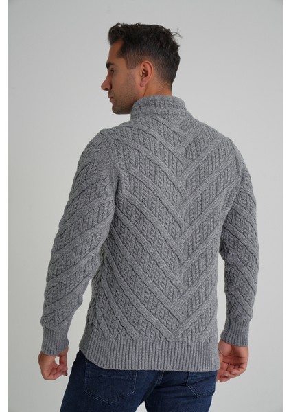 Erkek Ağaç Desenli Boru Yaka Yün Kazak TRIST-5349 fırsatları