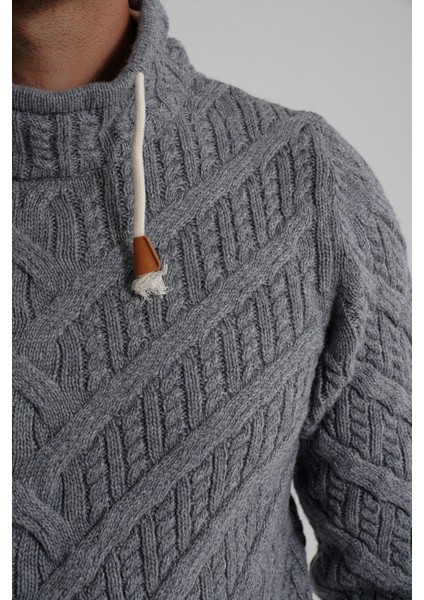 Erkek Ağaç Desenli Boru Yaka Yün Kazak TRIST-5349 indirimleri