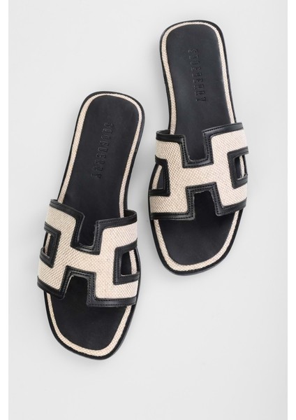 Kadın Davis Siyah Ten-Hasır Düz Terlik indirimleri