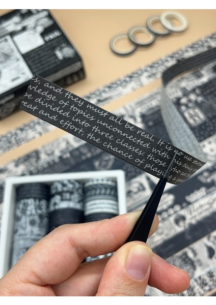 Vintage Siyah Beyaz Temalı 20’li Washi Bant Black & White Memory/ Fleeting Monologue Serisi (20*2m) Masking Tape/desenli Bant fiyatları