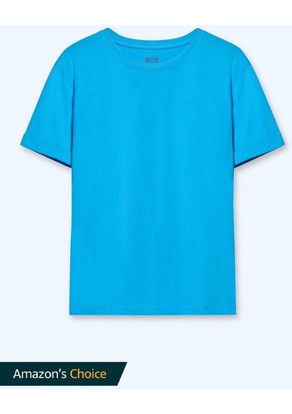 Kadın Kısa Kollu Rahat Kalıp %100 Pamuk T-Shirt Mavi Renk modelleri