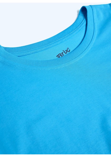 Kadın Kısa Kollu Rahat Kalıp %100 Pamuk T-Shirt Mavi Renk fırsatları