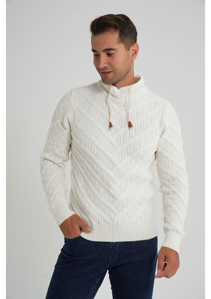 Erkek Ağaç Desenli Boru Yaka Yün Kazak TRIST-5349 indirimleri