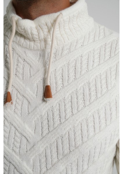 Erkek Ağaç Desenli Boru Yaka Yün Kazak TRIST-5349