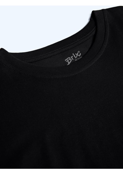 Kadın Kısa Kollu Rahat Kalıp %100 Pamuk T-Shirt Siyah Renk fiyatları