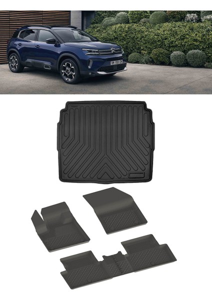 Citroen C5 Aircross 2025 ve Sonrası 4.5d Paspas ve Rizline 3D Alt Bagaj Havuzu Set