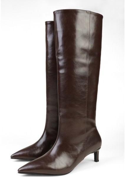 Kadın Blaze Kahve Cilt Kısa Sivri Topuklu Çizme