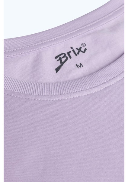Kadın Kısa Kollu Rahat Kalıp %100 Pamuk T-Shirt Lila Renk fiyatları