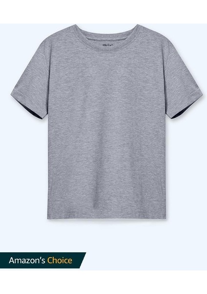 Kadın Kısa Kollu Rahat Kalıp %100 Pamuk T-Shirt Açık Gri Renk