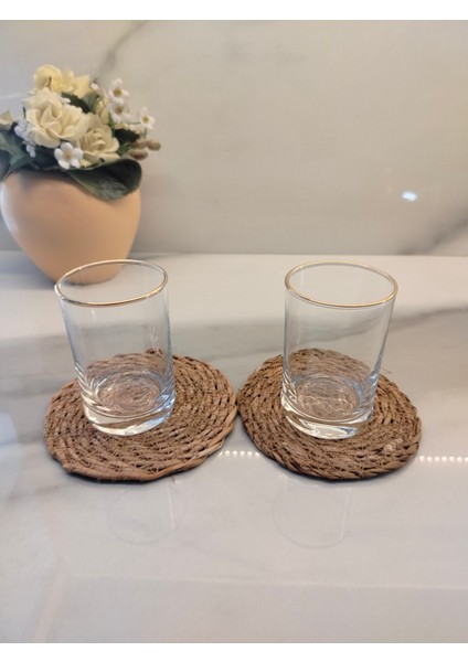 Eng Glint Cam 2li Kahve Yanı Bardak 125 ml Gold