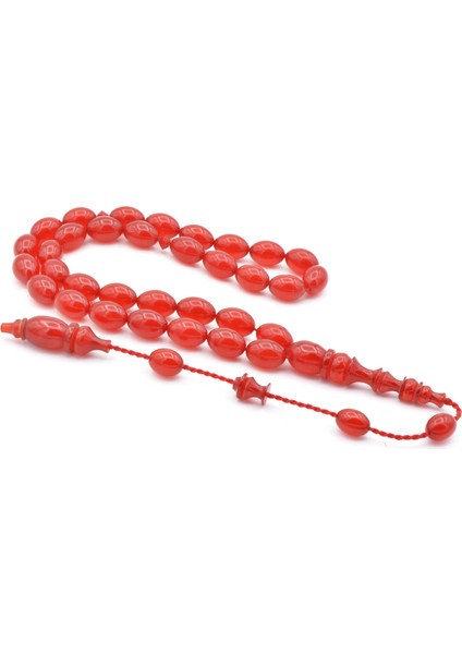 Ebu Zeyn Usta Yapımı Günlük Boy Arpa Kesim Kırmızı Katalin Tesbih