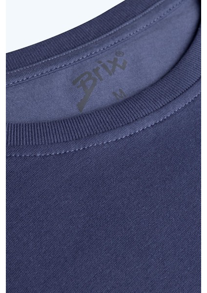 Kadın Kısa Kollu Rahat Kalıp %100 Pamuk T-Shirt Indigo Renk fiyatları