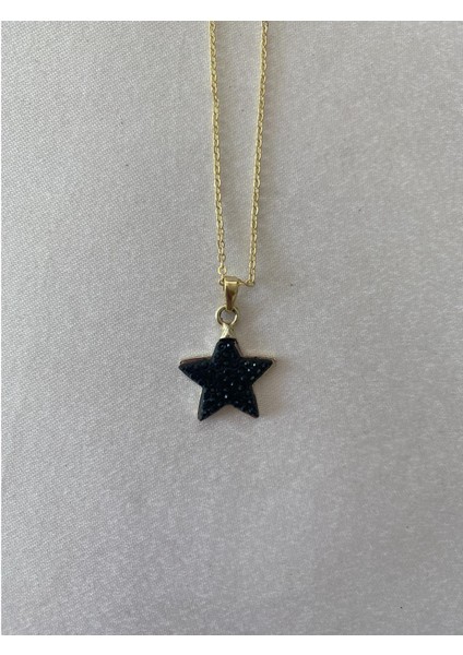 Parlak Taşlı Yıldız Kolye Altın Renk
