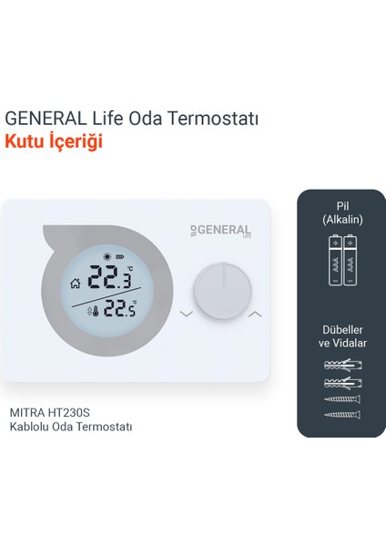 Mitra HT230S Kablolu Dijital Oda Termostatı fiyatları