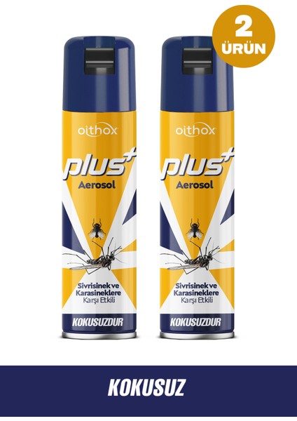Plus Aerosol Kokusuz Karasinek ve Sivrisinek Öldürücü Sprey 300 ml x 2 Adet