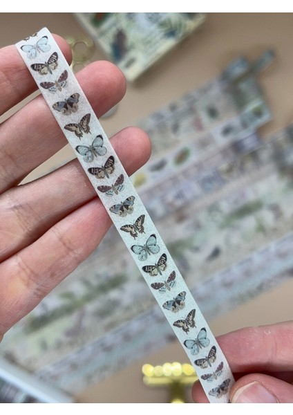 Vintage Çiçek ve Kelebek Temalı 20’li Washi Bant The Traces In The Jungle Fleeting Monologue Serisi (20*2m) Masking Tape / Desenli Bant fiyatları