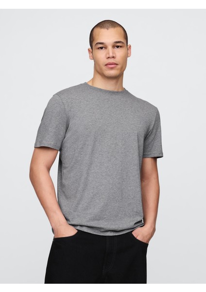 Erkek Gri Jersey Bisiklet Yaka Tshirt