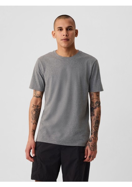 Erkek Gri Jersey Bisiklet Yaka Tshirt