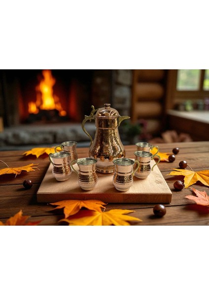 - 7 Parça Bakır Sürahi Servis Takımı – 2 Litre Sürahi + 6 Adet 300 ml Bardak, El Dövmesi El Işçiliği, Sağlıklı ve Şık Sunum Seti, Geleneksel Bakır Sürahi Servis Takımı fiyatları