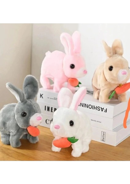 Elektronik Pilli Zıplayan Hareketli Peluş Sevimli Havuç Tavşan Oyuncak 18 Cm. Beyaz Gri Pembe Bej fiyatları