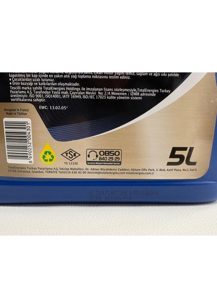 Evolution Full-Tech Fe 5W-30 5l Motor Yağı (Üretim Tarihi 2025) fiyatları