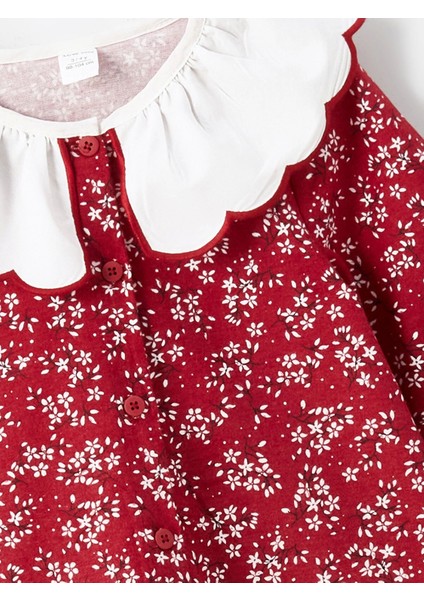 Lcw Kids Bordo Bebe Yaka Uzun Kollu Çiçekli Kız Çocuk Elbise fiyatları