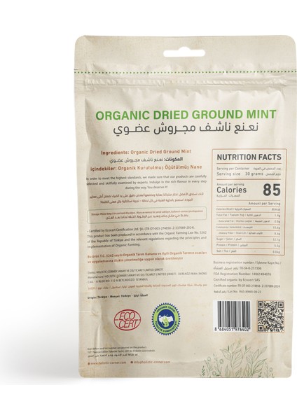 Organik Kurutulmuş Öğütülmüş Nane | 30G fiyatları