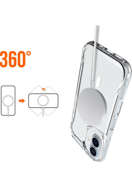 Apple iPhone 17 Uyumlu Kılıf M-Safe Şarj Özellikli T-Max M-Safe Kapak Şeffaf