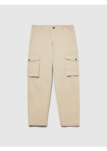 Esnek Trapered Fit Kargo Pantolon Erkek Beyaz T-Shirt - 323A4AIHSF02V fırsatları