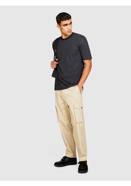 Esnek Trapered Fit Kargo Pantolon Erkek Beyaz T-Shirt - 323A4AIHSF02V indirimleri