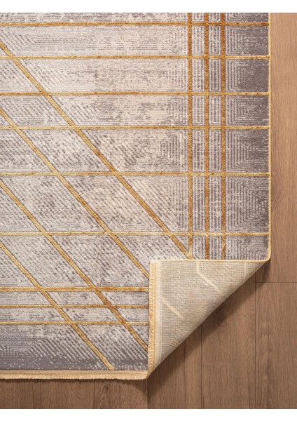 Art AT002S Sarı Geometrik Desen Modern Halı Triko Akrilik Viskon Boyama Yüksek Sıklık Ipek Serisi indirimleri