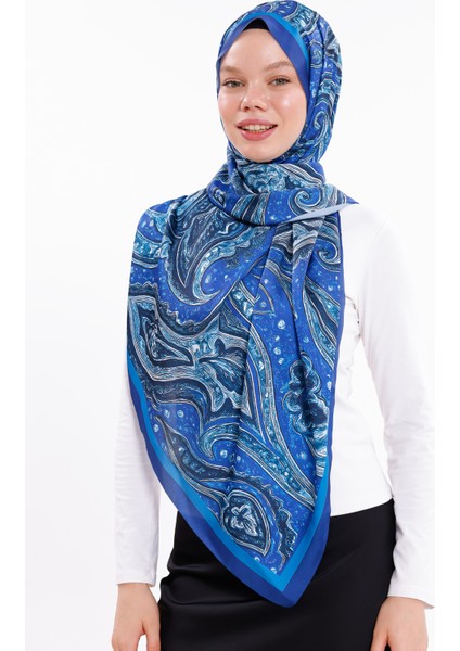 Gece Dalgaları Desenli Şifon Saten Şal - 70X170 cm