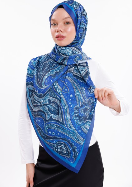 Gece Dalgaları Desenli Şifon Saten Şal - 70X170 cm fırsatları