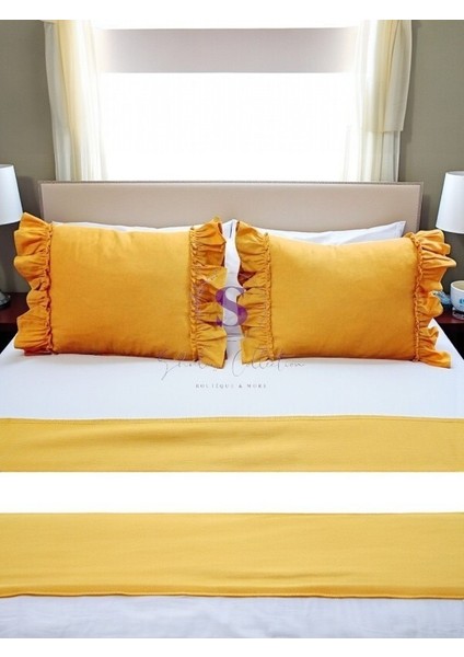 Oksit Sarı Keten Bohem Fırfırlı Vintage 2'li Dikdörtgen Kırlent Kılıfı modelleri