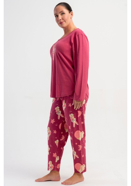 Pamuklu Kadın Büyük Beden Uzun Kol Pijama Takım , 504024 fiyatları