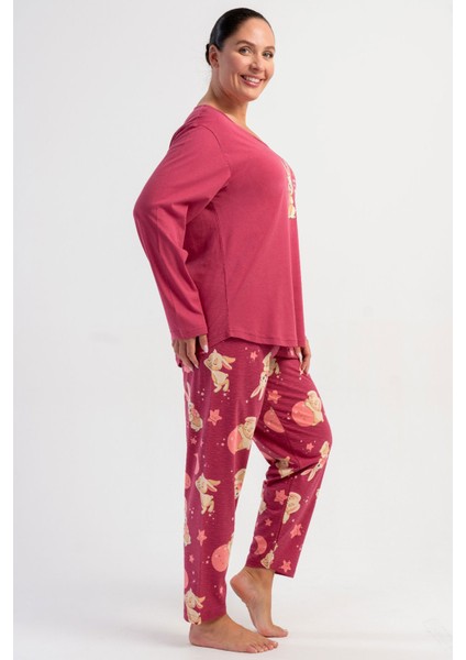Pamuklu Kadın Büyük Beden Uzun Kol Pijama Takım , 504024 modelleri