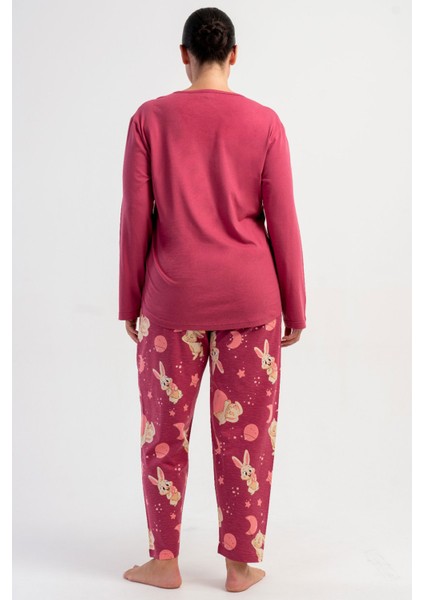 Pamuklu Kadın Büyük Beden Uzun Kol Pijama Takım , 504024 fırsatları