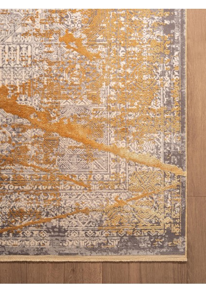 Art AT001S Sarı Halı Modern Desen Triko Akrilik Viskon Boyama Yüksek Sıklık Ipek Serisi fırsatları