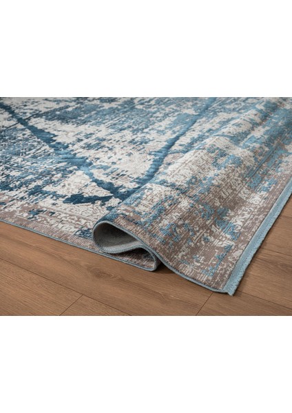 Art AT001M Mavi Halı Modern Desen Triko Akrilik Viskon Boyama Yüksek Sıklık Ipek Serisi modelleri